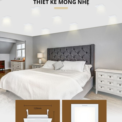 Đèn LED Âm trần Downlight Neo Slim Panasonic Vuông đơn sắc Công suất 9W siêu mỏng nguồn rời, xuất xứ Indonesia, NNP72250, NNP72255