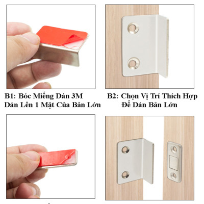 Nam Châm Hít, Giữ Ngăn Kéo, Cửa Tủ Vuông 90 Độ KUNBE, Không Cần Khoan, Chắc Chắn, Siêu Tiện Ích