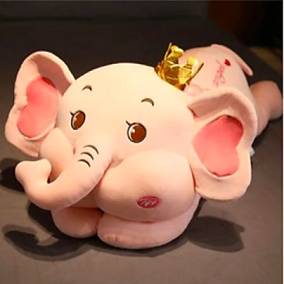 Thú nhồi bông voi đội vương miệng đáng yêu - Size 70cm đến 1m1 - Quà tặng gấu bông con voi êm mịn cho bé.