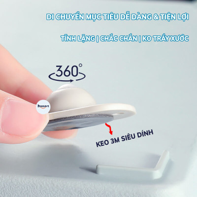 COMBO 4 Bánh Xe Nhựa Inox Di Chuyển Đồ Vật Keo Dán 3M Xoay Linh Hoạt 360° Chịu Tải Lớn