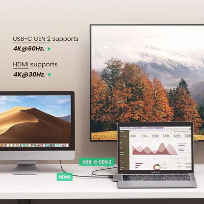 Ugreen UG60559CM251TK màu xám Type C Pro Hub 4K cho Macbook Pro / Air 16 " / 15" / 13" 100W sạc PD + 4K HDMI + 3 x USB 3.0 + Thunderbolt 3 8K - HÀNG CHÍNH HÃNG