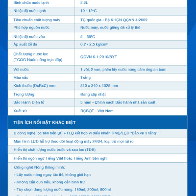 MÁY LỌC NƯỚC NÓNG THÔNG MINH LẠNH ROBOT GrandPlus-9  -Hàng Chính Hãng