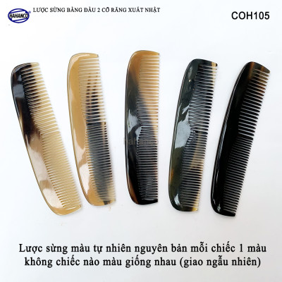 Lược sừng xuất Nhật (Size: M - 15cm) COH105 - Lược bằng đầu 2 loại răng – Chăm sóc tóc