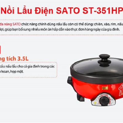 Nồi lẩu điện đa năng SATO ST-351HP 3,5L - Hàng Chính Hãng