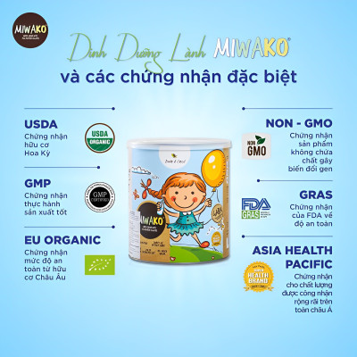 Sữa MIWAKO Vị Gạo Hộp 700g x 1 Hộp Chuẩn Hữu Cơ USDA, Cải Thiện Tiêu Hóa, Thuần Chay - Miwako