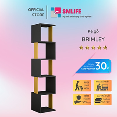 Giá sách bằng gỗ công nghiệp cho phòng khách SMLIFE Brimley