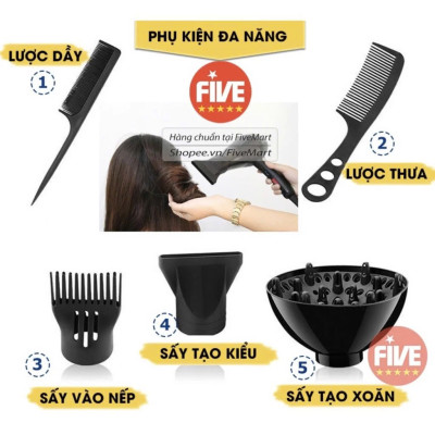 Bộ Máiy Sấiy Tóc Kèm 5 Đầu Phụ Kiện Tạo Kiểu – Làm Tójc Đẹp Dễ Dàng Tại Nhà, Siêu Bền, đèn trang trí