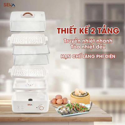 Nồi hấp điện 2 tầng SEKA SK2088 hàng dung tích 10L hấp cá, gà nguyên con hàng nhập khẩu