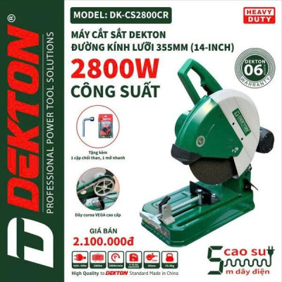 Máy cắt sắt DEKTON Chạy dây Curoa - DK-CS 2800 CR - 2800W, Mô tơ 100% Dây đồng, bảo hành 12 tháng