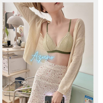  Áo Lót Nữ Không Gọng Viền Ren, Áo Ngực Đệm Mỏng  Hở Lưng Nâng Ngực Cao Cấp Azuno A6915