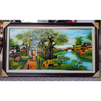 Tranh vẽ sơn mài, Làng quê yên bình