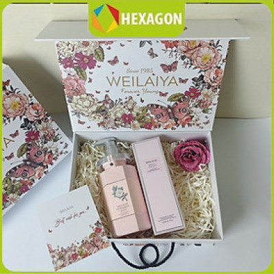 Set quà tặng cao cấp WEILAIYA: Combo Sữa tắm Hoa Trà và Tẩy tế bào chết body