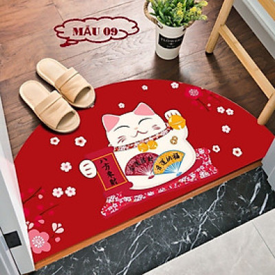 Thảm đỏ kiểu bán nguyệt họa tiết Cute thích hợp cho màu Tết