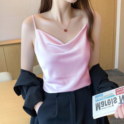 Áo hai dây lụa nữ cổ đổ mặc trong vest chất vải satin cao cấp thoáng mát khi mặc - AO0036