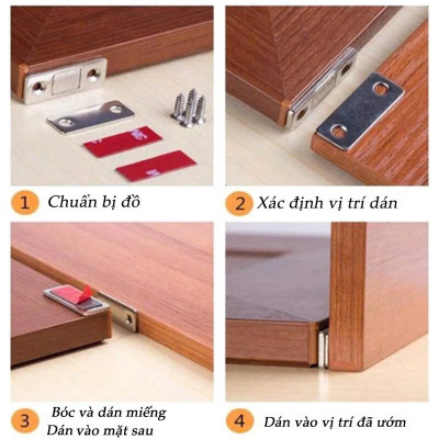 COMBO 2 Nam Châm Gắn Cánh Tủ, Giữ Cánh Cửa Có Lực Hút Mạnh - Giữ Chốt Cánh Tủ Quần Áo, Ngăn Kéo, Tủ Bếp Tiện Lợi, LOẠI THẲNG - MÀU BẠC