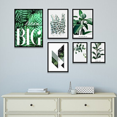 Set 6 Tranh Khung kính treo tường Lá Xanh - PMK6028