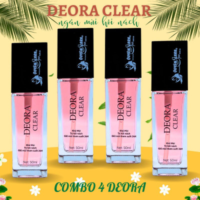 COMBO 4 Lọ Xịt Khử Mùi DEORA CLEAR Quyên Lara 50ml, Khử Mùi Hôi Nách, Ngăn Tiết Mồ Hôi