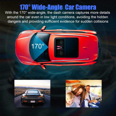 Camera Hành Trình Wifi 2 Mắt Màn Hình IPS FHD 1080P 30fps IR/Mic Kết Nối Android/iOS