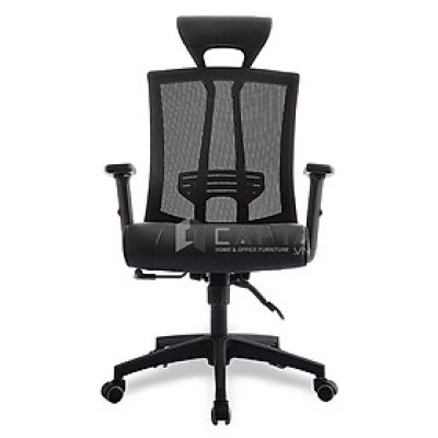 Ghế làm việc Quản lý Trưởng phòng màu đen CM4252-M Nội thất Capta Lưng lưới nhập khẩu nệm ngồi vải tay nhựa chữ T chân nhựa xoay màu đen hcm