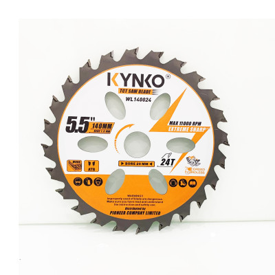 Lưỡi cưa gỗ siêu mỏng cho máy pin 24 răng đường kính Ø 140mm KYNKO WL140024