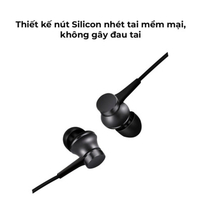 Tai Nghe Nhét Tai Xiaomi Mi In-Ear Headphones Basic (Black/Silver)_Hàng Nhập Khẩu