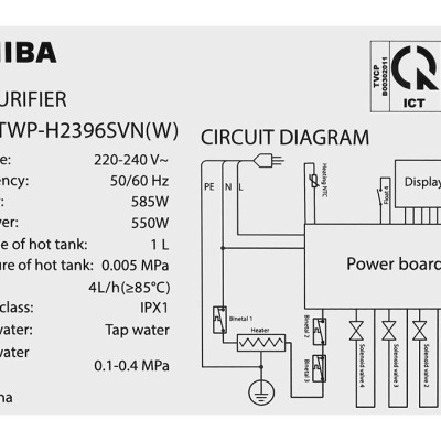 MÁY LỌC NƯỚC RO TOSHIBA PURE TWP-H2396SVN(W)- Hàng chính hãng