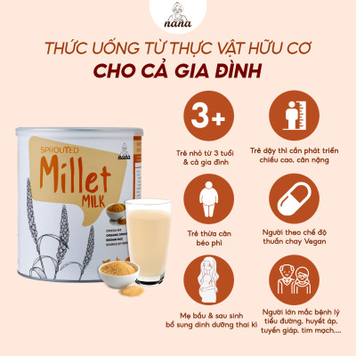 Sữa Hạt Millet 700g x4 Hộp (2.8kg) Vị Kê Tự Nhiên Cho Trẻ Từ 3 Tuổi & Người Lớn Sữa Hữu Cơ Bổ Sung Dinh Dưỡng Toàn Diện