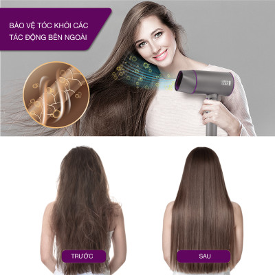 Máy sấy tóc LEBENLANG 2 chiều nóng lạnh, gấp gọn tiện lợi, chống xơ rối tóc bằng công nghệ ion, 2100W