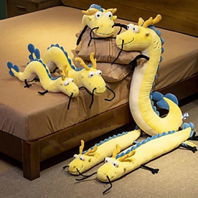 Thú nhồi bông con rồng vô tri có râu - Size từ 70cm đến 115cm - Quà tặng gấu bông con rồng nằm cong cong êm mịn.