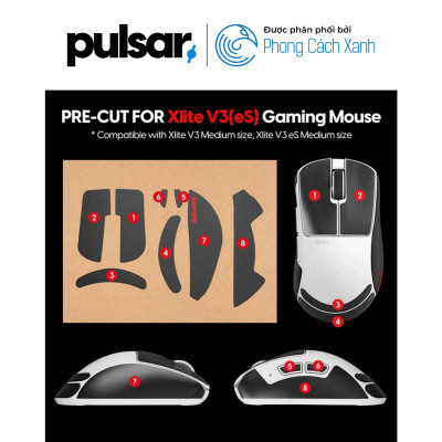 Miếng dán chống trượt Pulsar Supergrip - Grip Tape Precut for Xlite V3 / Xlite V4 Size Medium - Hàng Chính Hãng