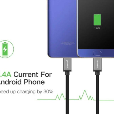 Ugreen UG30572US196TK 1M màu xanh Dây USB 2.0 sang micro USB + Type-C - HÀNG CHÍNH HÃNG