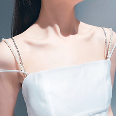 Dây cài áo ngực dây áo lót dây đeo bra phối hạt châu dây kép sang chảnh độc đáo