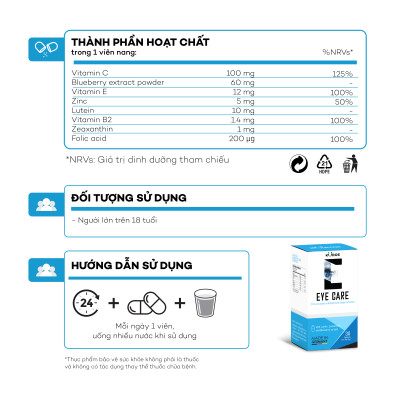 Thực phẩm bảo vệ sức khỏe KUDOS EYE CARE (30 viên/hộp)
