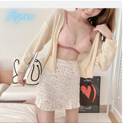  Áo Lót Nữ Không Gọng Viền Ren, Áo Ngực Đệm Mỏng  Hở Lưng Nâng Ngực Cao Cấp Azuno A6915