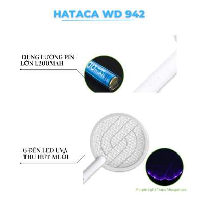 Vợt muỗi kiêm đèn bắt muỗi 2 in 1 HATACA Model WD-942