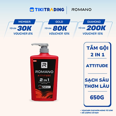 Dầu Tắm gội 2 trong 1 Romano Attitude