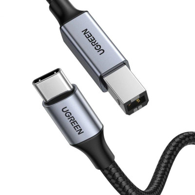 Ugreen UG80808US370TK 3M màu xám đầu nhôm cáp USB type C ra usb B máy in dây dù - HÀNG CHÍNH HÃNG