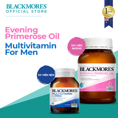 Combo Tinh Dầu Hoa Anh Thảo Hỗ Trợ Cân Bằng Nội Tiết Tố Blackmores Evening Primrose Oil Lọ 190 Viên và Vitamin Tổng Hợp Hỗ Trợ Sức Khỏe Nam Giới Blackmores Multivitamin For Men Lọ 50 Viên