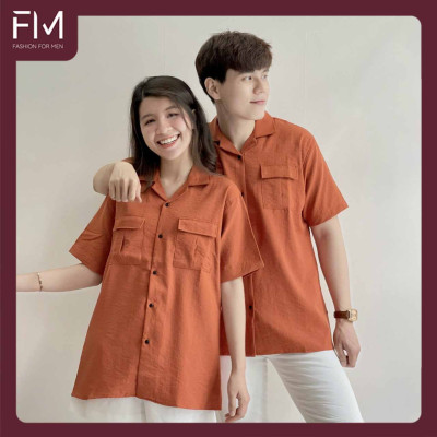 Áo sơ mi ngắn tay couple thời trang nam nữ, thun đũi trơn chất mát, phù hợp cho các bạn trẻ - FORMEN SHOP - FMHK003