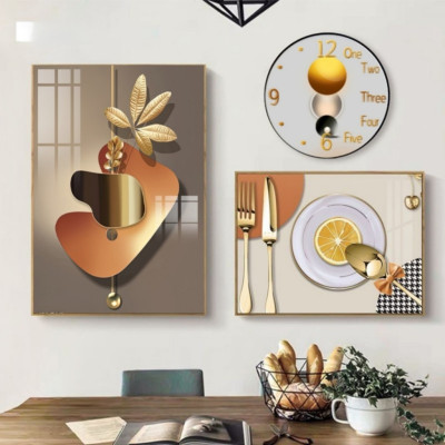 Tranh đồng hồ tráng gương nghệ thuật phòng ăn bo viền tặng kèm pin và đinh treo