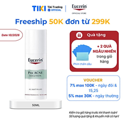 Kem dưỡng ẩm kiểm soát nhờn & giảm mụn Eucerin Matt Fluid 50ml
