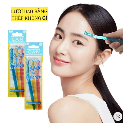 Dao Cạo Lông Mặt Lưỡi Đơn Kai Can EyeBrow Caml 06685-3P4 (Set 3 cây)