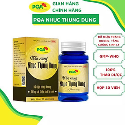 Nhục Thung Dung PQA Bổ Thận Tráng Dương, Hỗ Trợ Cải Thiện Sinh Lý Nam Và Giảm Đau Lưng Mỏi Gối Hộp 30 Viên