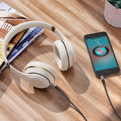 1m Dây Audio 3.5mm tròn mạ vàng 24K, TPE cao cấp - Hàng chính hãng