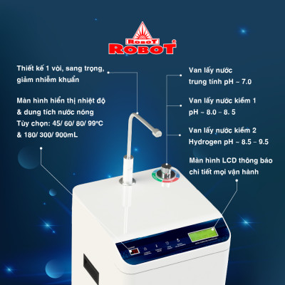 Máy Lọc Nước RO Hydrogen Kiềm Nóng Thông Minh ROBOT HydroMega Plus-9 - Hàng Chính Hãng