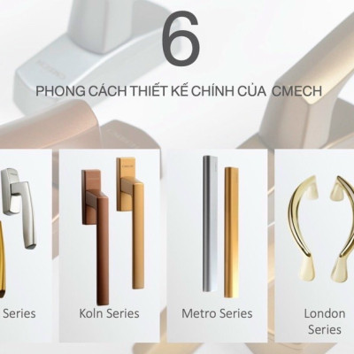 Phụ kiện cửa Cmech cao cấp chính hãng _Tay nắm cửa đi mở quay kiểu New York. Chất liệu nhôm. (Bạc)