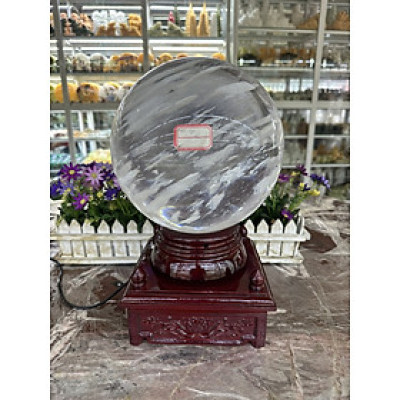 Bi đèn xoay phong thủy đá canxit trắng vân mây nặng 13,2 kg