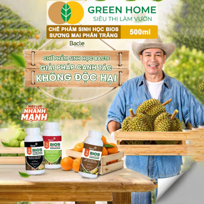 Chế Phẩm Sinh Học Bacte Bios Sương Mai Phấn Trắng, Green Home, Chai 500ml, Từ Thảo Mộc, Hiệu Lực Nhanh Mạnh