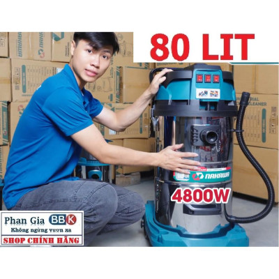 [chính hãƞg] Máy Hút Bụi Công Nghiệp Nakawa 80L - Hút Khô Ướt, Thổi Bụi - Dây Đồng 100% (Bảo hành 1 năm)