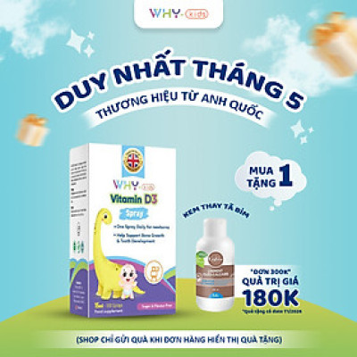 [Mua 2 Tặng 1 Kem] Vitamin D3 K2 Whykids Dạng Xịt Giúp Bé Tăng Khả Năng Hấp Thụ Canxi Tốt Cho Sức Khoẻ - Chai 15m